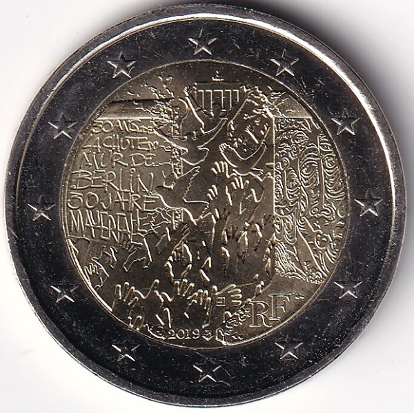 2 Euro Gedenkmünze Frankreich - 2019 - "30. Jahrestag d. Falls d. Berliner Mauer"