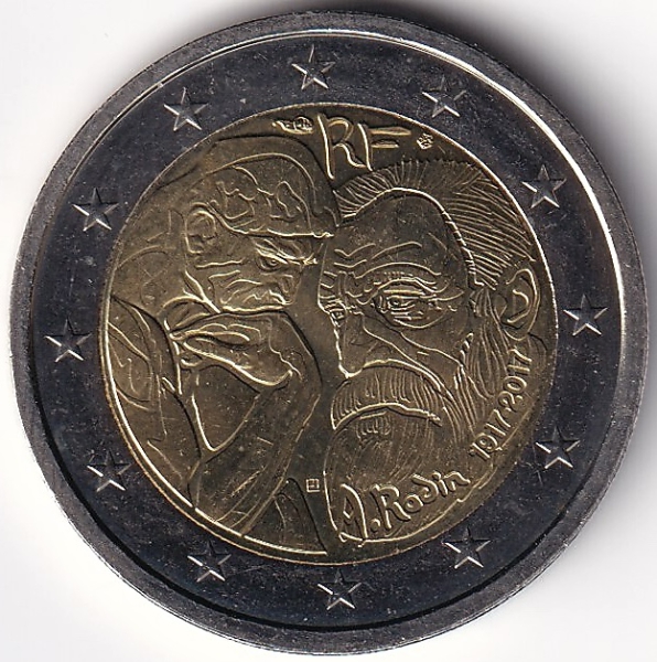 2 Euro Gedenkmünze Frankreich - 2017 - "100. Todestag v. Auguste Rodin"