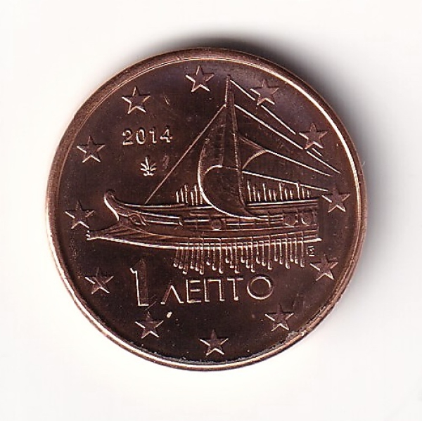 1 Cent Münze Griechenland 2014 - "Antike athenische Thriere"
