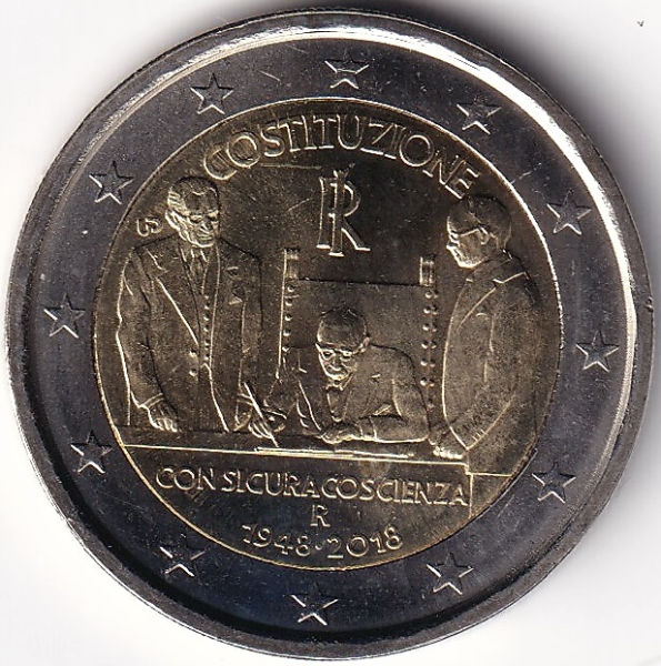 2 Euro Gedenkmünze Italien - 2018 - "70. Jahrestag der Entstehung d. italiensch. Verfassung"