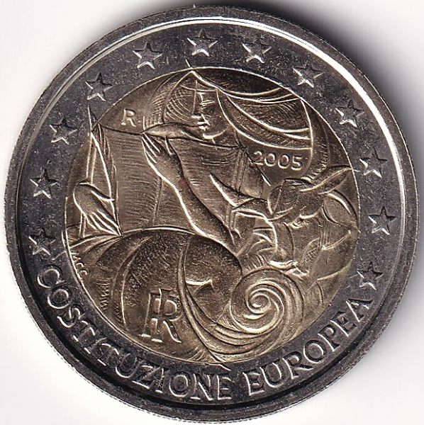 2 Euro Gedenkmünze Italien - 2005 - "1. Jahrestag EU-Verfassung"