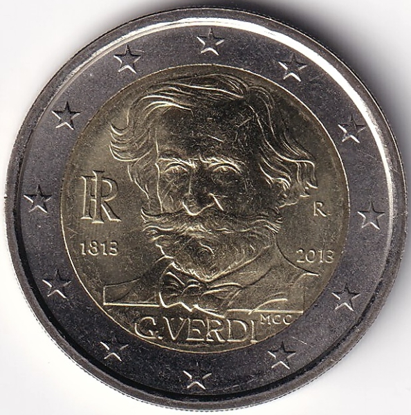 2 Euro Gedenkmünze Italien - 2013 - "200. Geburtstag v. Guiseppe Verdi"
