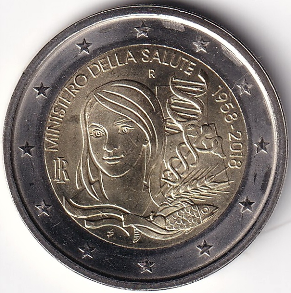 2 Euro Gedenkmünze Italien - 2018 - "60. Jahrestag Gesundheitsministeriums"