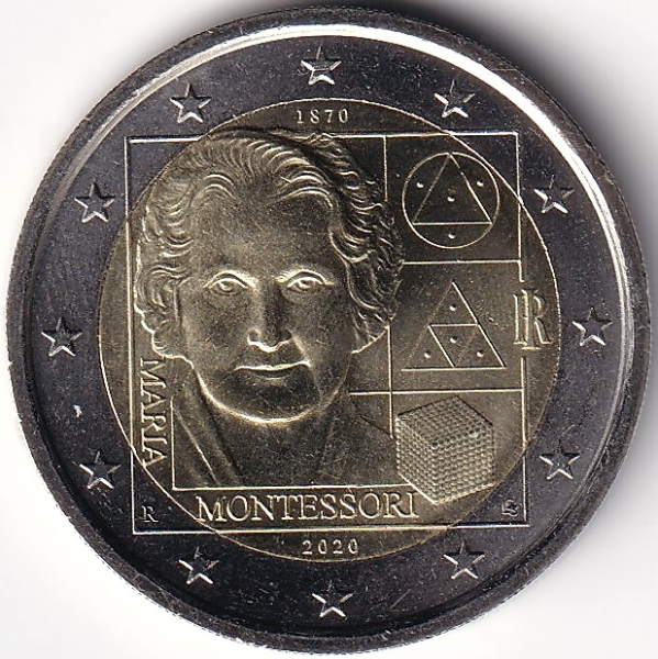 2 Euro Gedenkmünze Italien - 2020 - "150. Geburtstag v. Maria Montessori"
