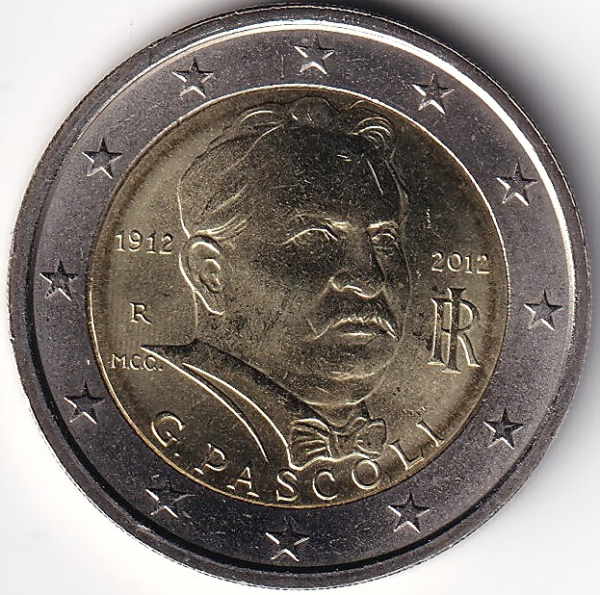 2 Euro Gedenkmünze Italien - 2012 - "100. Totestag v. Giovanni Pascoli"