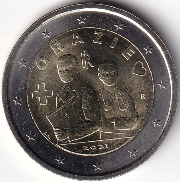 2 Euro Gedenkmünze Italien - 2021 - "Gesundheitsberufe"