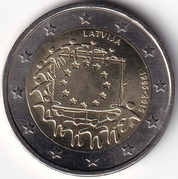 2 Euro Gedenkmünze Lettland - 2015 - "30 Jahre Europaflagge"