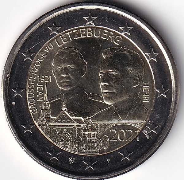 2 Euro Gedenkmünze Luxemburg - 2021 - "100. Geburtstag v. Großherzog Jean" (ST)