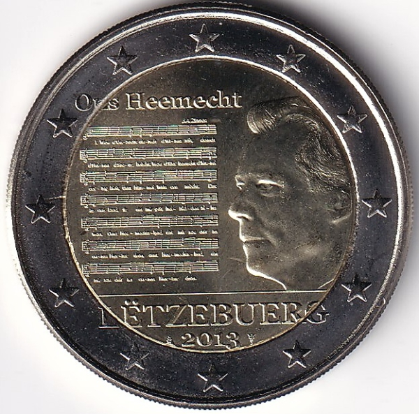 2 Euro Gedenkmünze Luxemburg - 2013 - "Nationalhymne"