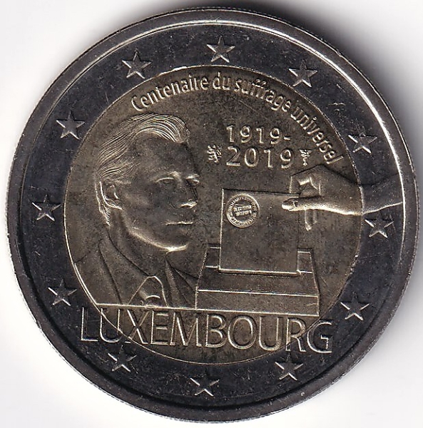 2 Euro Gedenkmünze Luxemburg - 2019 - "100 Jahre allgemeines Wahlrecht"