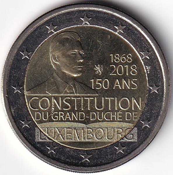 2 Euro Gedenkmünze Luxemburg - 2018 - "150. Jahrestag d. Verfassung d. Großherzogtums"