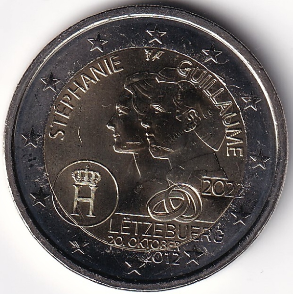 2 Euro Gedenkmünze Luxemburg - 2022 - "10. Hochzeitstag d. Erbgroßherzoglichen Paares"
