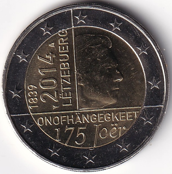 2 Euro Gedenkmünze Luxemburg - 2014 - "175. Jahrestag der Unabhänigigkeit"