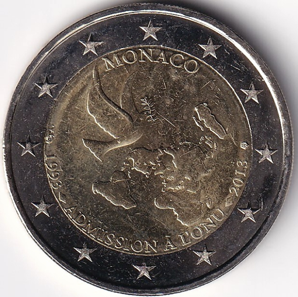 2 Euro Gedenkmünze Monaco - 2013 - "20 Jahre Vereinte Nationen"