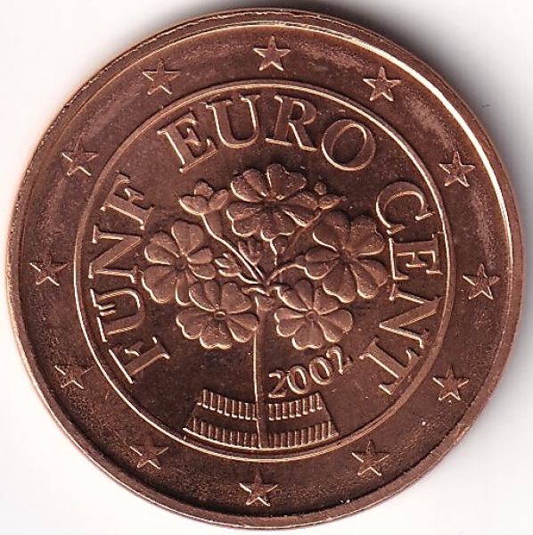 5 Cent Münze Österreich - 2002 - "Alpenprimel"