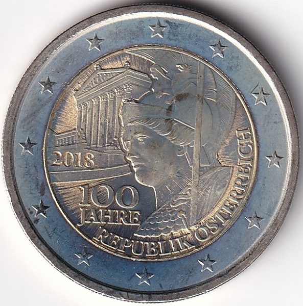 2 Euro Gedenkmünze Österreich - 2018 - "100 Jahre Republik Österreich"