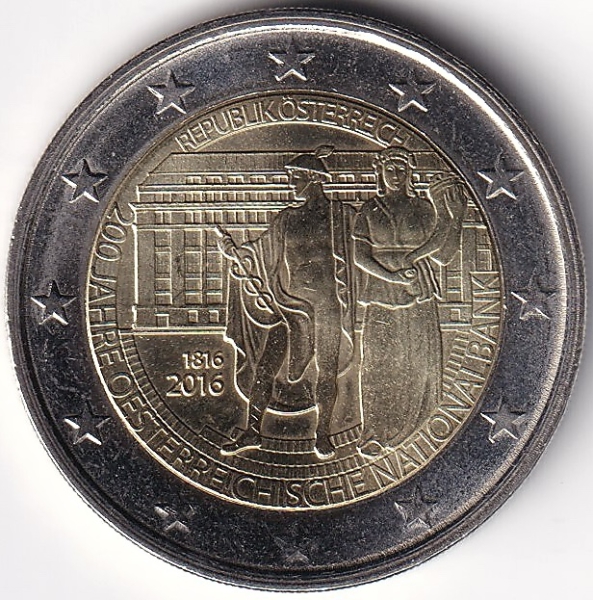 2 Euro Gedenkmünze Österreich - 2016 - "200 Jahre Österreichische Nationalbank"