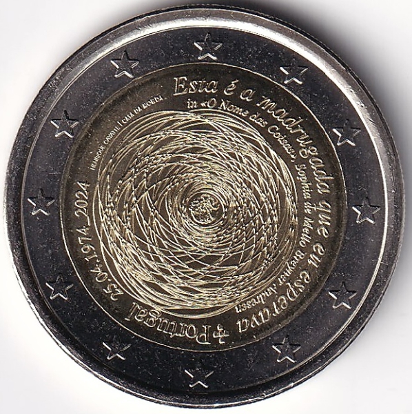 2 Euro Gedenkmünze Potugal - 2024 - "50. Jubileum d. 25. April 1974"
