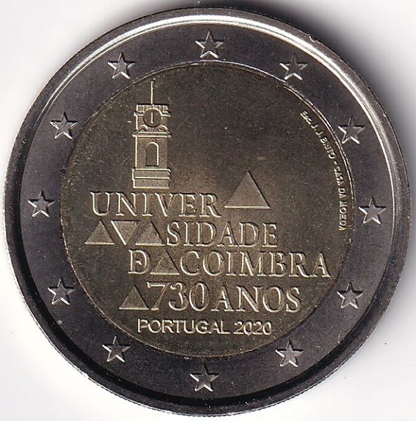 2 Euro Gedenkmünze Potugal - 2020 - "730. Jahrestag d. Universität v. Coimbra"