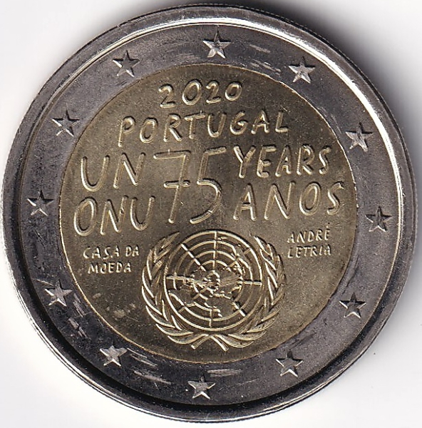 2 Euro Gedenkmünze Potugal - 2020 - "75 Jahre Vereinte Nationen"