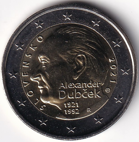 2 Euro Gedenkmünze Slowakei - 2021 - "100. Geburtstag von Alxender Dubcek"