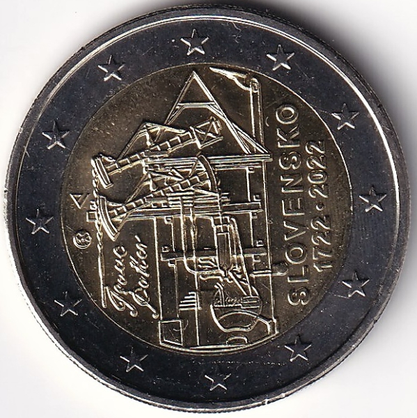 2 Euro Gedenkmünze Slowakei - 2022 - "300. Jahrestag des Baus der ersten Dampfmaschine"