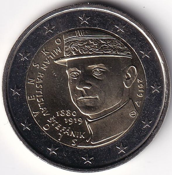2 Euro Gedenkmünze Slowakei - 2019 - "100. Todestag Milan Rastislav Stefanik"