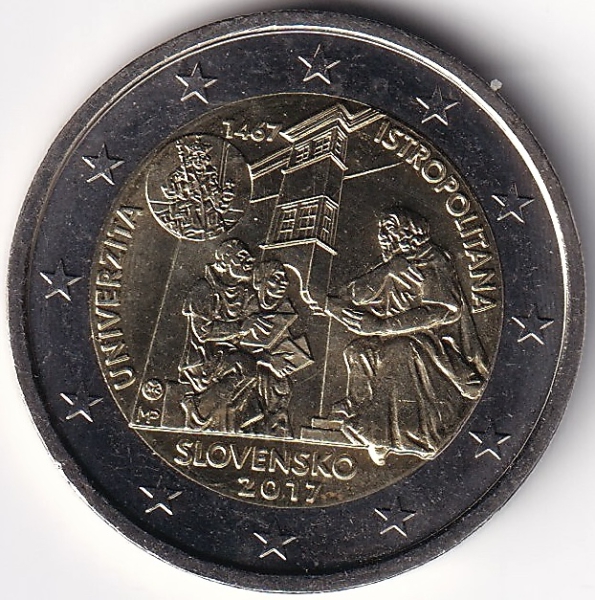 2 Euro Gedenkmünze Slowakei - 2019 - "550. Jahrestag der Gründung der Universitas Istropolitana"