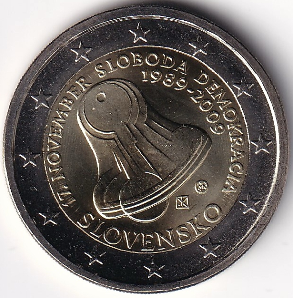 2 Euro Gedenkmünze Slowakei - 2009 - "20. Jahrestag d. 17. November 1989"