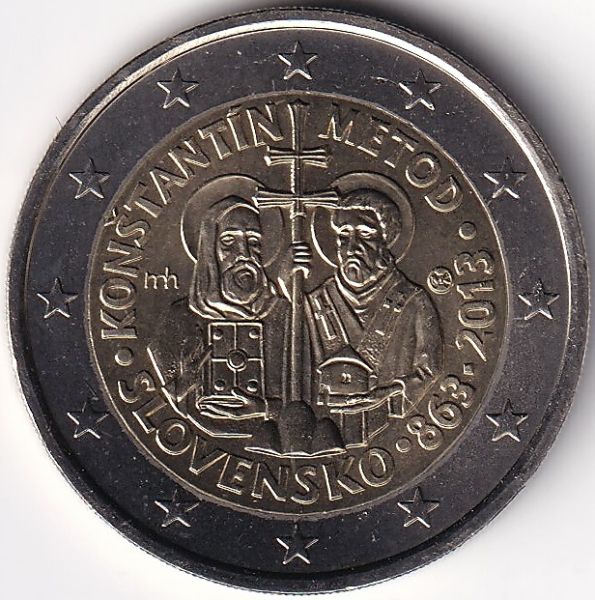 2 Euro Gedenkmünze Slowakei - 2013 - "1150.Jahrestag d. Ankunft d. Missionare Konstantin"