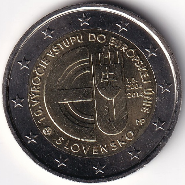 2 Euro Gedenkmünze Slowakei - 2014 - "10. Jahrestag Europäische Union"