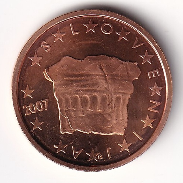 2 Cent Münze Slowenien- 2007 - "Fürstenstein"