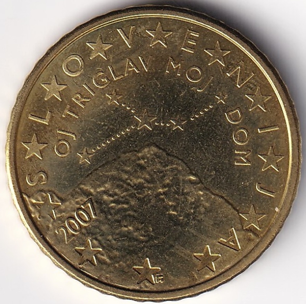 50 Cent Münze Slowenien - 2007 - "Berg Triglav u. d. Sternbild d. Krebes"