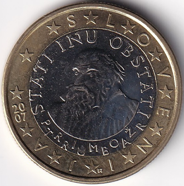1 Euro Münze Slowenien - 2007 - "Pimoz Trubar"