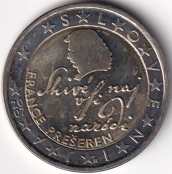 2 Euro Münze Slowenien - 2007 - "France Preseren"