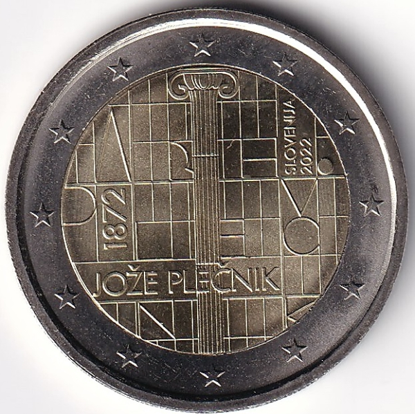 2 Euro Gedenkmünze Slowenien - 2022 - "150. Geburtstag Architekten Jose Plecnik"