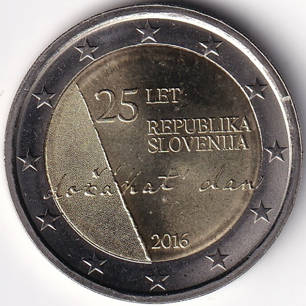 2 Euro Gedenkmünze Slowenien - 2016 - "25. Jahrestag d. Unabhängigkeit"