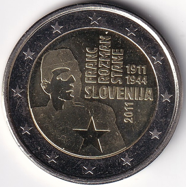 2 Euro Gedenkmünze Slowenien - 2011 - "100. Geburtstag v. Franc Rozman-Stane"