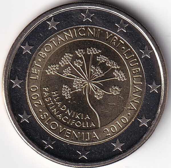 2 Euro Gedenkmünze Slowenien - 2010 - "200. Jahre Botanischer Garten Ljubljana"
