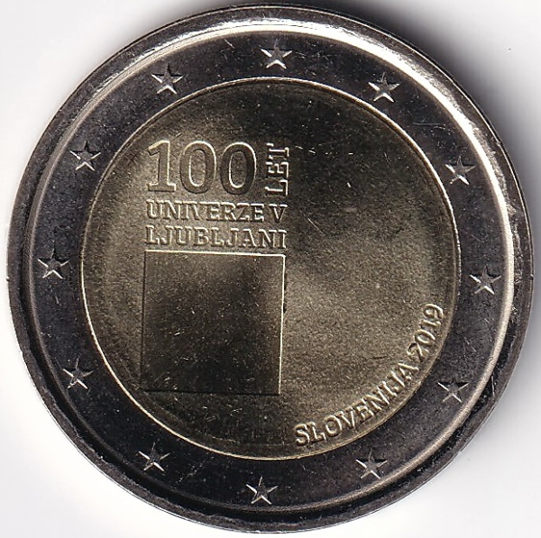 2 Euro Gedenkmünze Slowenien - 2019 - "100. Jahrestag d. Universität Ljubijana"