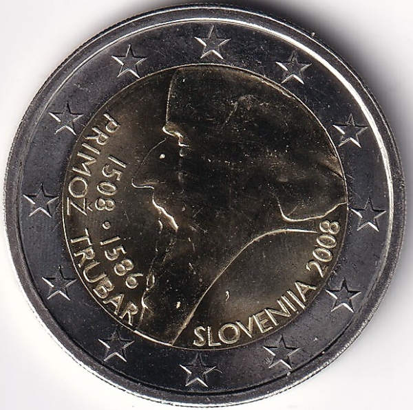 2 Euro Gedenkmünze Slowenien - 2008 - "500. Geburtstag v. Primoz Trubar"