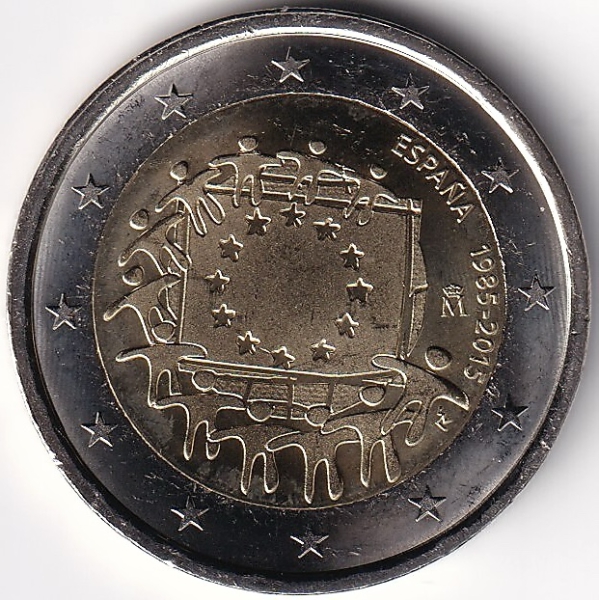 2 Euro Gedenkmünze Spanien - 2015 - "30 Jahre Europaflagge"