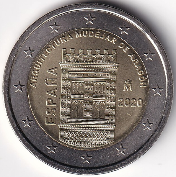 2 Euro Gedenkmünze Spanien - 2020 - "Mudejar-Architektur i. Aragon"