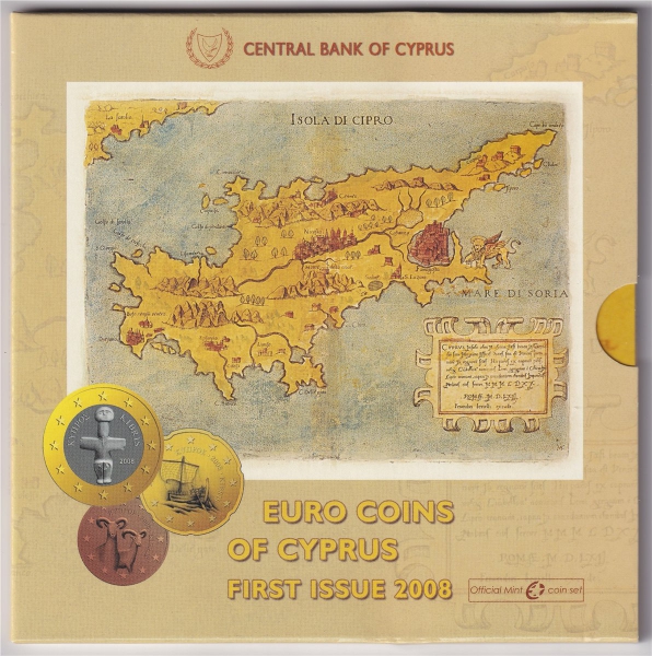 KMS - Zypern 2008 - 1 Cent - 2 Euro im Folder