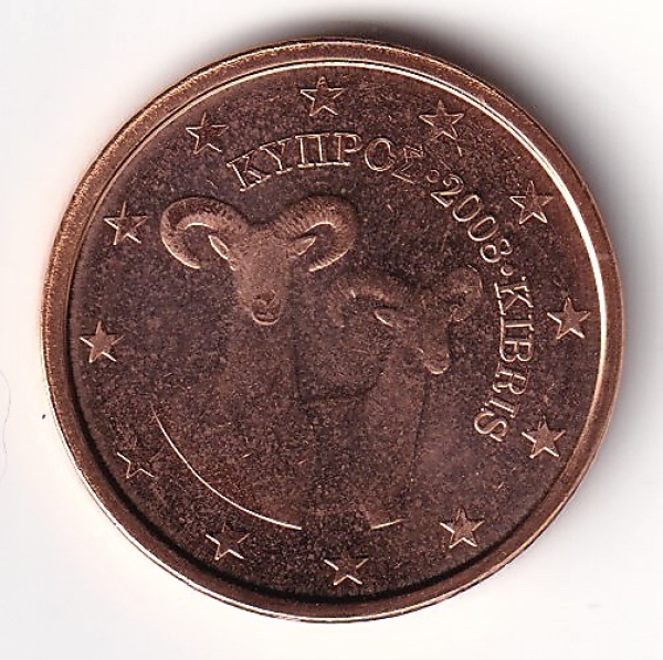 2 Cent Münze Zypern - 2008 - "Mufflons"