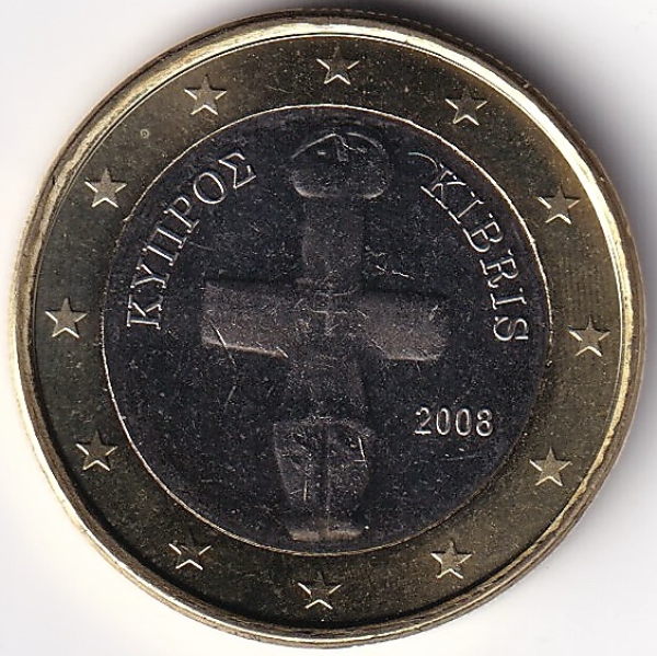 1 Euro Münze Zypern - 2008 - "Idol von Pomos"