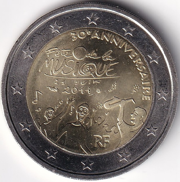 2 Euro Gedenkmünze Frankreich - 2011 - "30 Jahre Musikfestspiele"