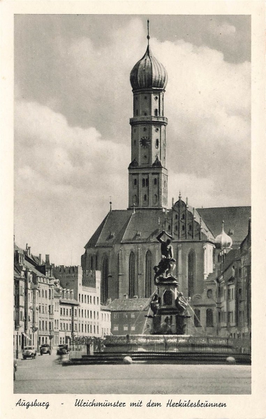AK Augsburg (86150), Ulrichinünster mit dem Herkülesleünnen, n. gelaufen