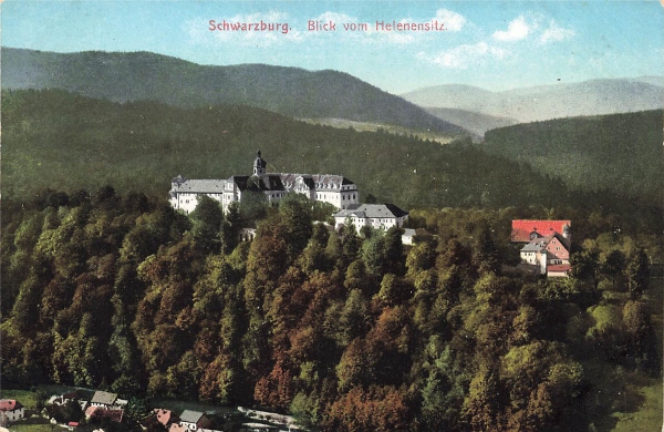 AK Schwarzburg (07427), Blick vom Helenensitz, n. gelaufen