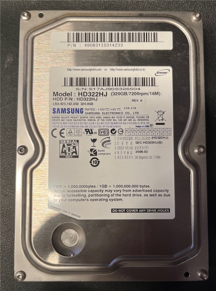 Samsung, 320 GB, HD322HJ, S17AJ90S326504, SATA HDD Festplatte